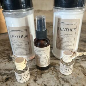 Leather Scented Candle and Spray Set